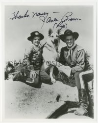 3y0841 JAMES BROWN signed 8x10 REPRO still 1980s wonderful portrait in uniform with Rin Tin Tin!