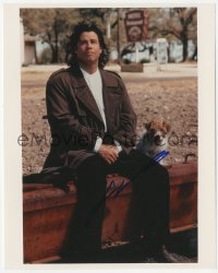 3y0735 JOHN TRAVOLTA signed color 8x10 REPRO still 2000s full-length seated with dog from Michael!