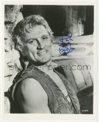 3y0865 KIRK DOUGLAS signed 8x9.75 REPRO still 1980s great smiling close up on the set of The Vikings!