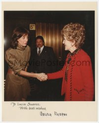 3y0213 NANCY REAGAN signed color 8x10 still 1982 the First Lady shaking hands with Lucia Suarez!