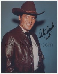 3y0760 PETER BRECK signed color 8x10 REPRO still 1990s as cowboy Nick Barkley in Big Valley!