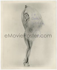 3y0450 SALLY RAND signed 8x10 publicity still 1950s the legendary fan dancer nude behind feathers!