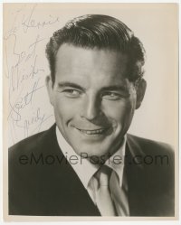 3y0383 SCOTT BRADY signed 8x10 still 1940s head & shoulders smiling portrait wearing suit & tie!