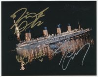 3y0771 TITANIC signed color 8x10 REPRO still 2000s by Leo DiCaprio, Kate Winslet AND James Cameron!