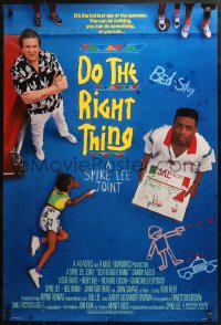 3y0033 DO THE RIGHT THING signed DS 1sh 1989 by director Spike Lee, great overhead image!
