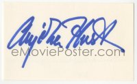 3y0535 ANJELICA HUSTON signed 3x5 index card 1980s it can be framed & displayed with a repro!