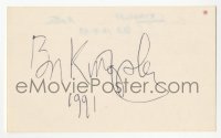 3y0546 BEN KINGSLEY signed 3x5 index card 1991 it can be framed & displayed with a repro!