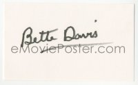 3y0547 BETTE DAVIS signed 3x5 index card 1980s it can be framed & displayed with a repro!