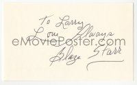 3y0552 BLAZE STARR signed 3x5 index card 1980s it can be framed & displayed with a repro!