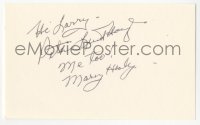 3y0655 PETER LIND HAYES/MARY HEALY signed 3x5 index card 1980s it can be framed with a repro!