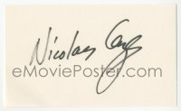3y0649 NICOLAS CAGE signed 3x5 index card 1990s it can be framed & displayed with a repro!