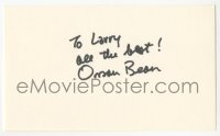3y0651 ORSON BEAN signed 3x5 index card 1980s it can be framed & displayed with a repro!