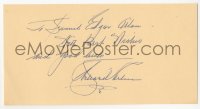 3y0663 RICHARD ARLEN signed 3x6 index card 1940s it can be framed & displayed with a repro!