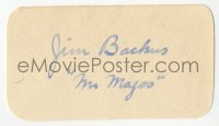 3y0524 JIM BACKUS signed 2x4 album page 1950s it can be framed & displayed with a repro still!