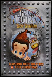 3y0063 JIMMY NEUTRON BOY GENIUS signed teaser DS 1sh 2001 by BOTH John A. Davis AND Keith Alcorn!