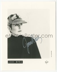3y0490 JOAN BAEZ signed 4x5 publicity photo 1990s the musician at Virgin Records by Melanie Nissen!