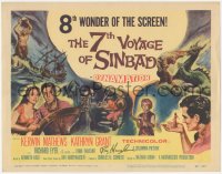 3y0186 7th VOYAGE OF SINBAD signed TC 1958 by Ray Harryhausen, great art montage, fantasy classic!