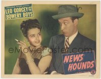 3y0198 NEWS HOUNDS signed LC #4 1947 by Huntz Hall, close up with sexy smoking Christine McIntyre!