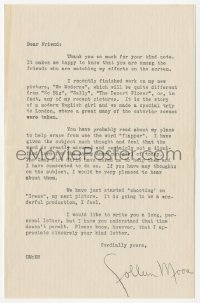 3y0424 COLLEEN MOORE letter 1926 with secretarial signature but with great content!