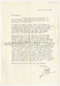 3y0428 JEFF MORROW signed letter 1955 wishing he could win the Photoplay Promising Stars contest!