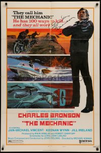 3y0159 MECHANIC signed style B 1sh 1972 by Charles Bronson, he has more than a hundred ways to kill!