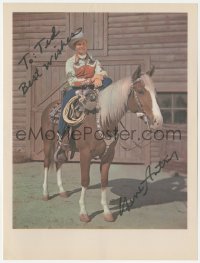 3y0482 GENE AUTRY signed 9x11 color REPRO photo 1970s the cowboy star riding his horse Champion!
