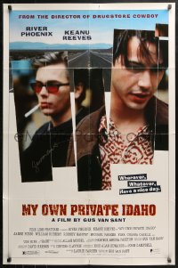 3y0074 MY OWN PRIVATE IDAHO signed 1sh 1991 by Gus Van Sant, c/u of River Phoenix & Keanu Reeves!