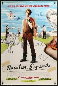 3y0076 NAPOLEON DYNAMITE signed advance DS 1sh 2004 by director Jared Hess AND star Jon Heder!
