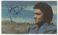 3y0496 JOHNNY CASH signed postcard 1970s the music legend enjoying a break from his tour!