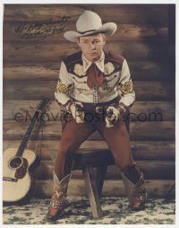 3y0183 ROY ROGERS signed 11x14 color REPRO photo 1980s great portrait with two guns drawn by guitar!