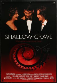 3y0092 SHALLOW GRAVE signed DS 1sh 1995 by director Danny Boyle, his very first movie!