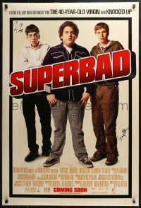 3y0104 SUPERBAD signed int'l advance DS 1sh 2007 by Greg Mottola AND Christopher Mintz-Plasse!