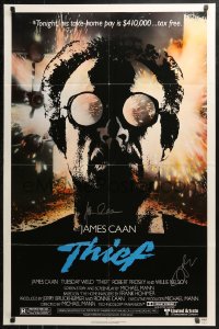 3y0110 THIEF signed 1sh 1981 by BOTH director Michael Mann AND star James Caan, cool image!