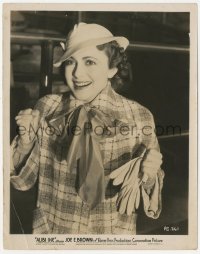 3z0035 ALIBI IKE 8x10 still 1935 great close up of excited Olivia De Havilland wearing coat & hat!