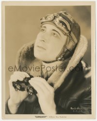 3z0103 CONQUEST 8x10 still 1928 best close portrait of pilot Monte Blue holding binoculars!