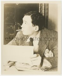 3z0232 JOHN HUSTON 8x10 still 1920s youthful profile portrait working at his desk & smoking!