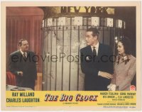 3z0570 BIG CLOCK LC #4 1948 Ray Milland & Maureen O'Sullivan hiding from Charles Laughton with gun!