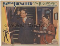 3z0572 BIG POND LC 1930 close up of Maurice Chevalier smiling as he talks on the phone, ultra rare!