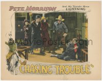 3z0647 CHASING TROUBLE LC 1926 bad guy is on the ground after cowboy Pete Morrison beats him up!