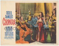 3z0657 CLEOPATRA LC #7 R1952 sexy Claudette Colbert, Warren William as Caesar, Cecil B. DeMille