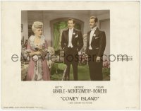 3z0667 CONEY ISLAND color-glos photolobby 1943 Betty Grable, George Montgomery & Cesar Romero!