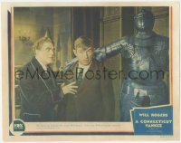 3z0669 CONNECTICUT YANKEE LC 1931 Will Rogers & William Farnum scared by suit of armor's backslap!