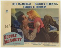 3z0726 DOUBLE INDEMNITY LC #8 1944 romantic c/u of Barbara Stanwyck & Fred MacMurray, Billy Wilder!