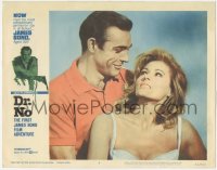 3z0729 DR. NO LC #4 1962 best c/u of Sean Connery as James Bond smiling at sexy Ursula Andress!