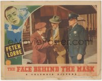 3z0749 FACE BEHIND THE MASK LC 1941 Peter Lorre talking to Don Beddoe & policeman by movie theater!