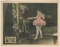 3z0759 FIGHTING THREE LC 1927 ballerina gets the drop on Jack Hoxie & Bunk the dog, ultra rare!