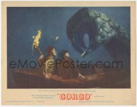 3z0812 GORGO LC #3 1961 special effects image of huge monster hand reaching for guys in boat!