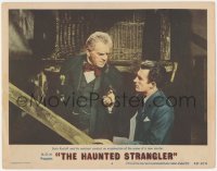 3z0835 HAUNTED STRANGLER LC #4 1958 Boris Karloff & his assistant examining murder scene!