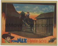 3z0847 HIDDEN GOLD LC 1932 wonderful action scene of Tom Mix & Tony jumping over a fence, rare!