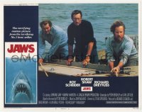 3z0902 JAWS int'l LC #6 1975 Roy Scheider, Robert Shaw & Dreyfuss need a bigger boat, Spielberg!